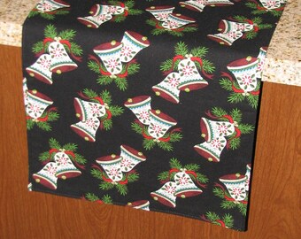 Christmas table runner, Gold table runner, Winter table runner, Holiday table runner, Christmas mantel, Modern table runner, Christmas bell