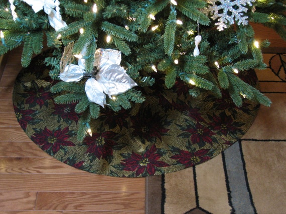 Gold Tree Skirt Poinsettia Christmas Decor Gold Tree Skirt Poinsettia Christmas Decor