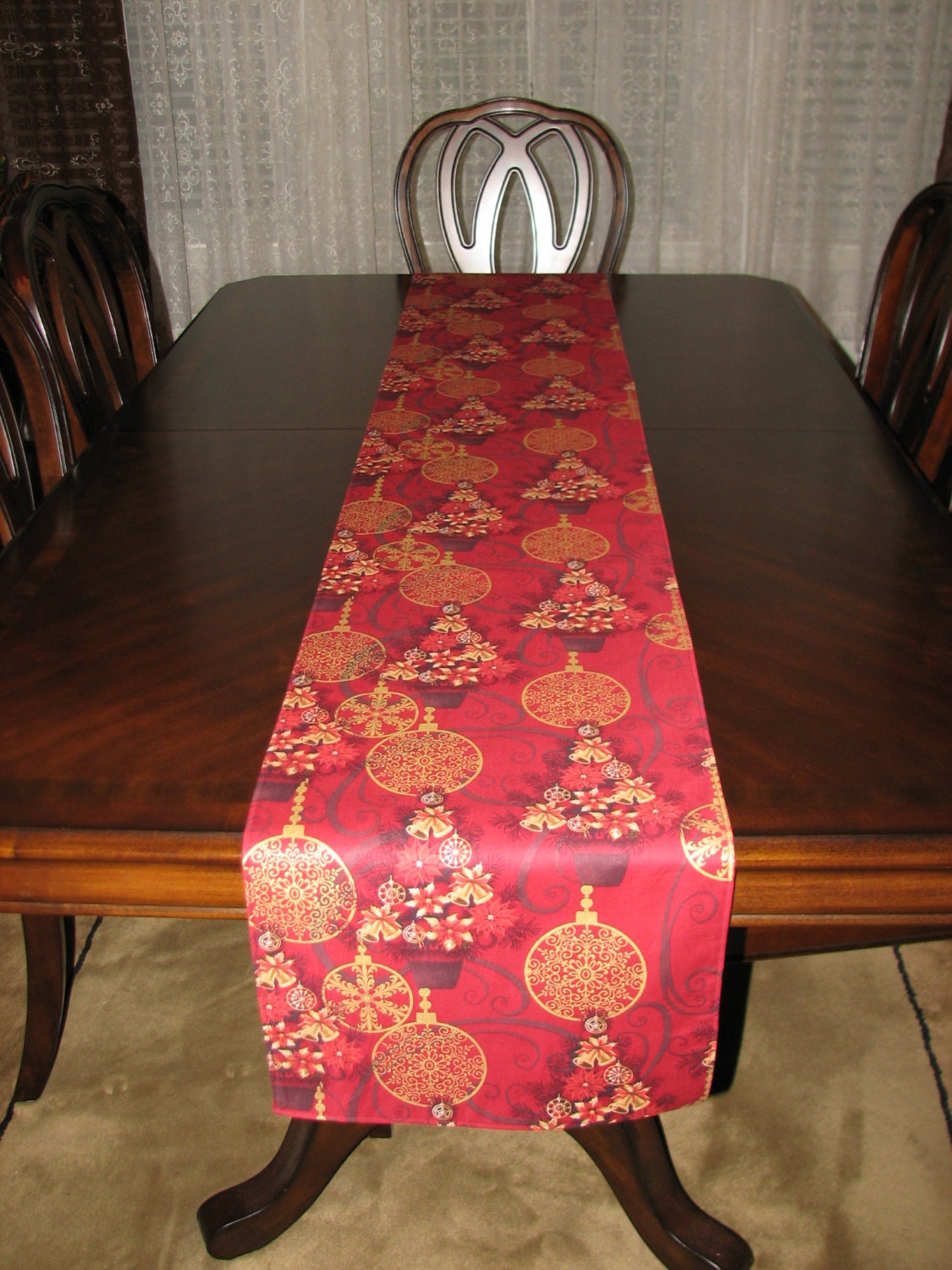 Gold Table Runner Christmas Decorations Indoors Kitchen Etsy
