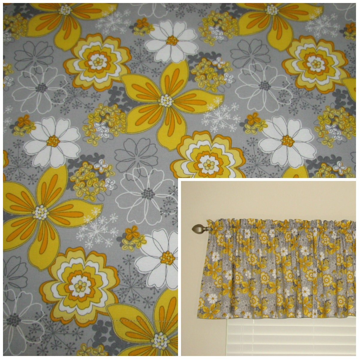 White Flower Pattern Country Style Kitchen Curtains 50