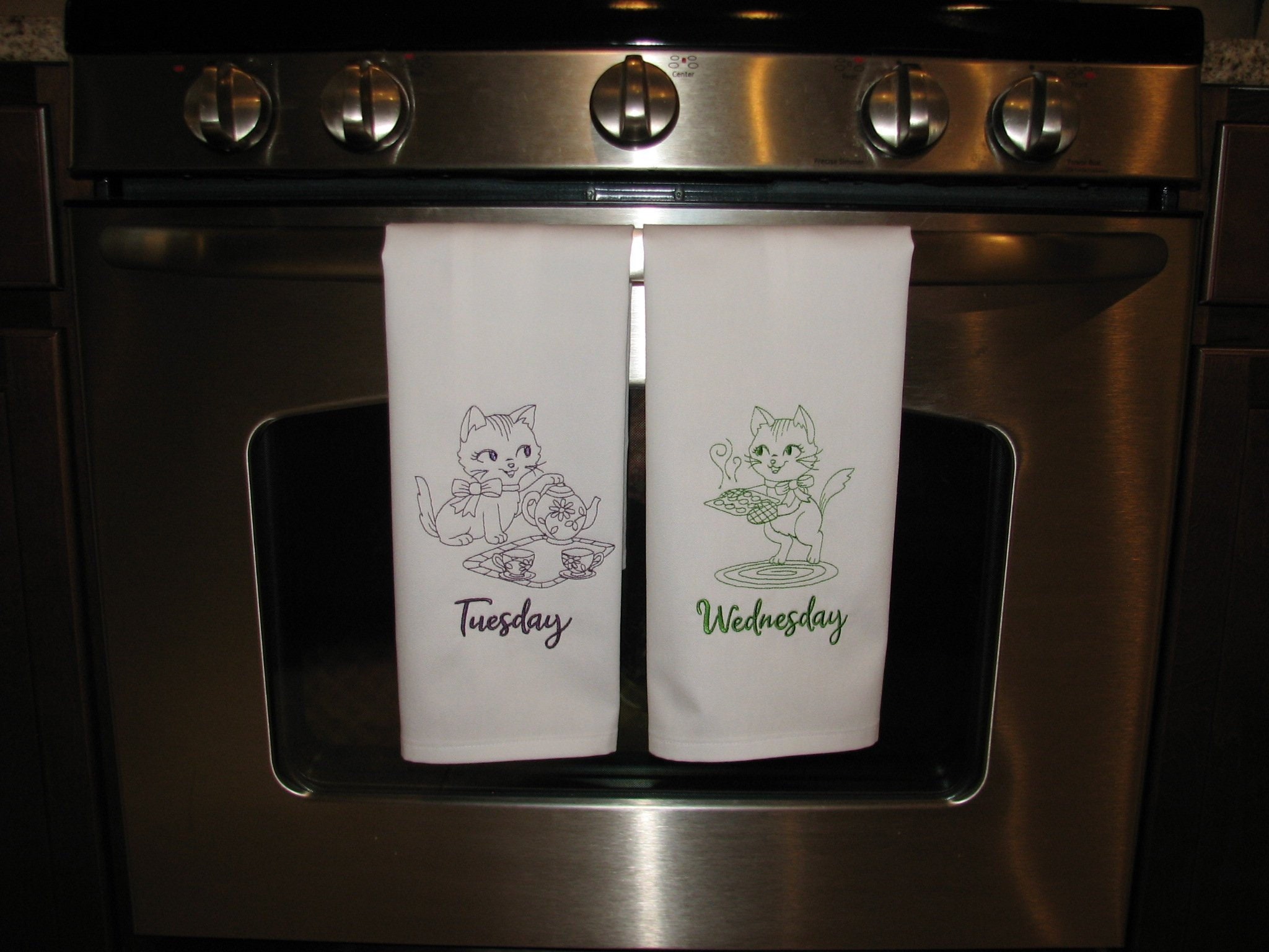 Funny tea towels Tea towels set Cat tea towels Embroidered Etsy