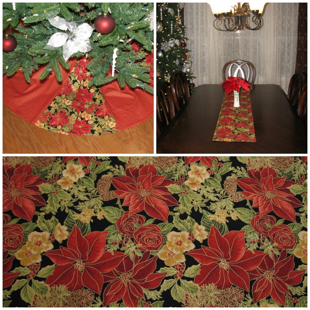 Gold Table Runner Christmas Table Runner Christmas Tree Etsy
