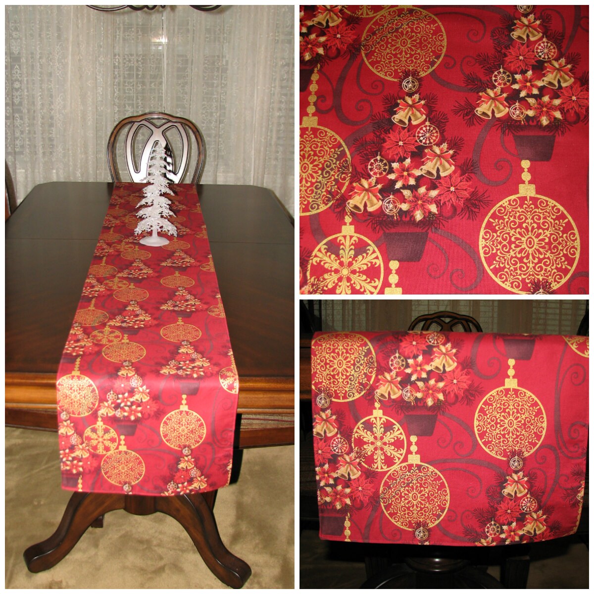 Gold table runner Christmas decorations indoors Kitchen Etsy