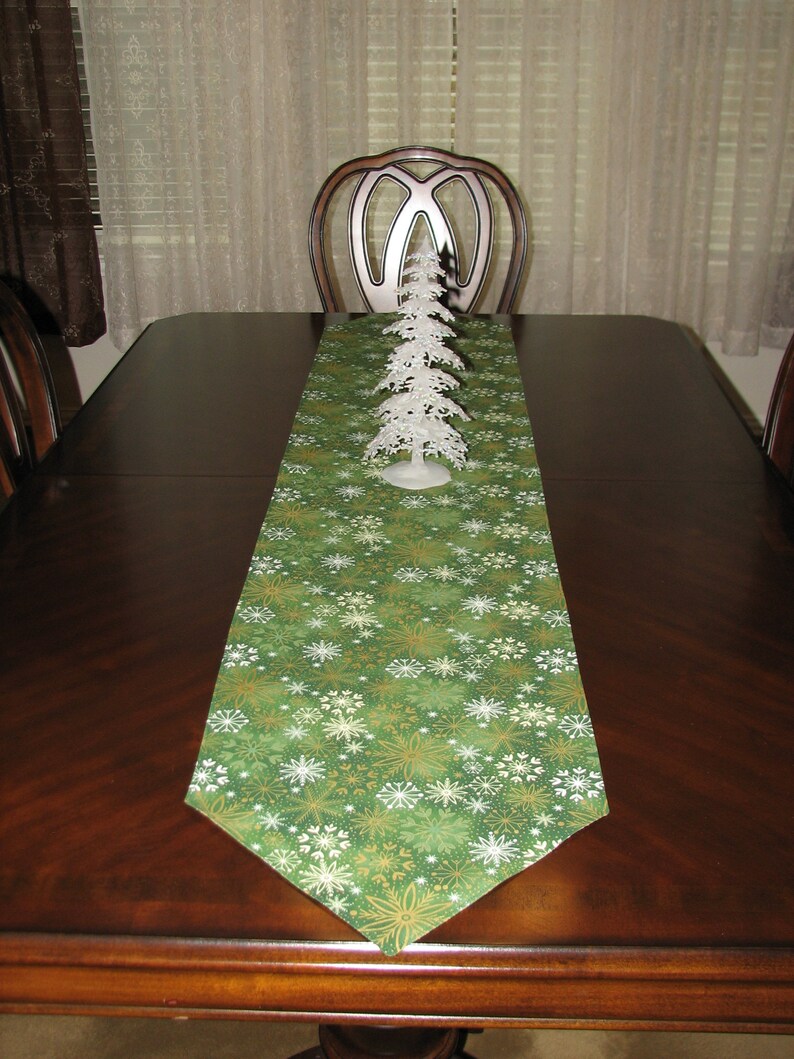 Snowflake Table Runner Christmas Table Runner Gold Table Etsy