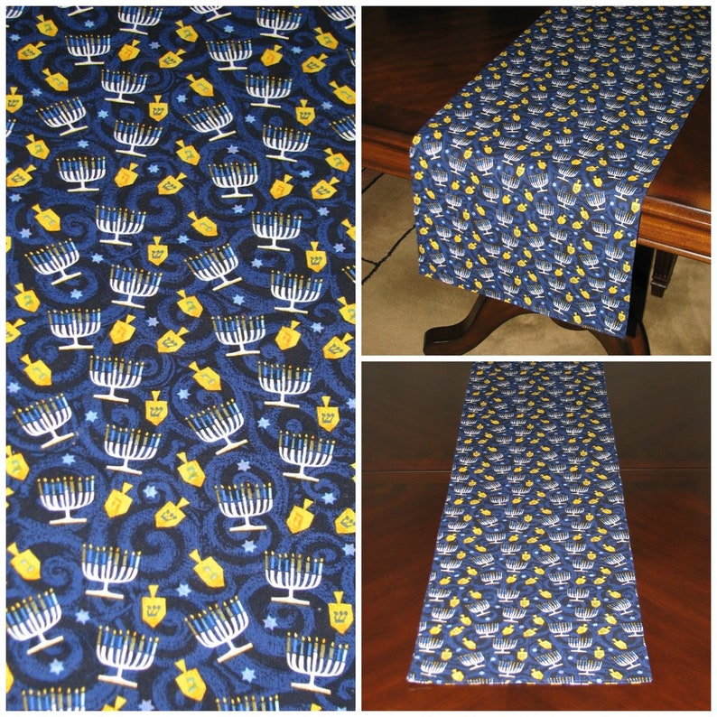 Hanukkah decor, Hanukkah table runner, Chanukah decorations, Menorah, Star of David decor, Dreidel, Short table runner, Long table runner