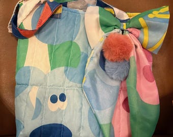 Bolsa Tote Bluey Acolchoada Feita à Mão | Bolsa Tote Infantil | Bolsa Tote Forrada de 38 cm | Presente Exclusivo para Crianças