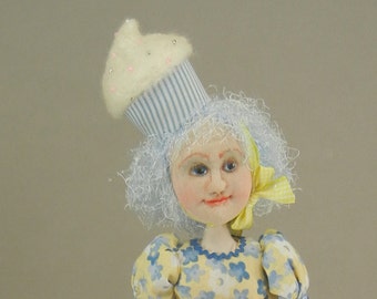 Cupcake, OOAK Bottle Doll. Art Doll, Fiber Arts