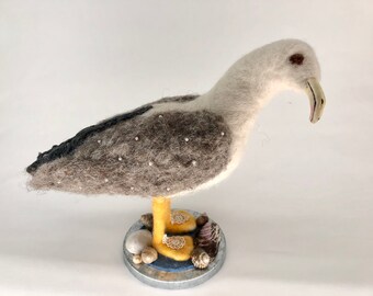 Needle felted bird Seagull wool life size bird real size bird sea home decor