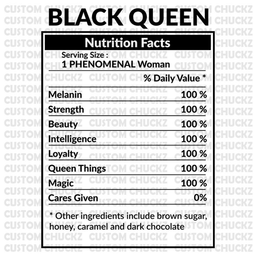 Black Queen Nutrition Facts File Png Vector Eps SVG Clip Etsy