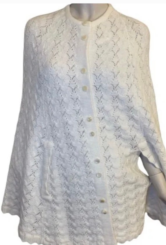 Vintage button down boho womens white wrap around… - image 2