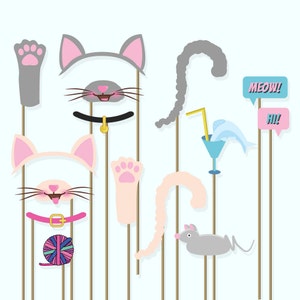 Cats photo booth props, kitty ears, kitty masquerade, kitty props, cat props, cute kitty mask, cat photo prop, kitty costume, cat birthday