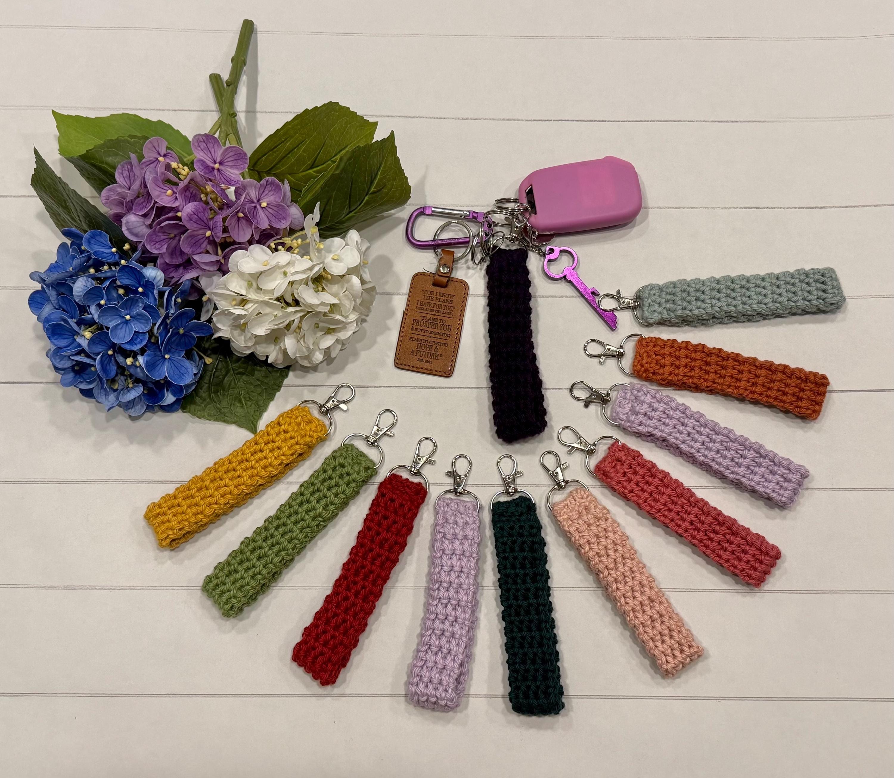 Handmade Crochet Wristlet Keychain - Soft Cotton Keychain Minimalist Wrist Strap Keychain Color Variety Available