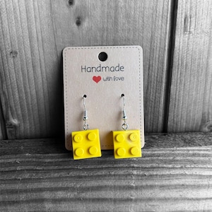 Building bricks earrings, Dangly earrings, stainless steel earrings