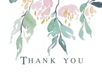 Thank You Card Watercolor Floral