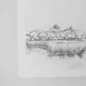 Eastern Shore Pencil Drawing Landscape Print