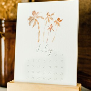 Watercolor floral and landscape 2021 calendar with natural wood block stand image 5