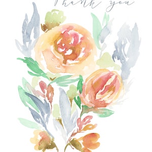 Peach Rose Watercolor Thank You Notes Pack of 8