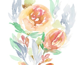 Peach Rose Watercolor Thank You Notes Pack of 8