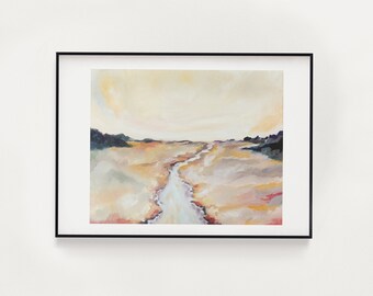 Neutral Stream Landscape Oil Painting Print