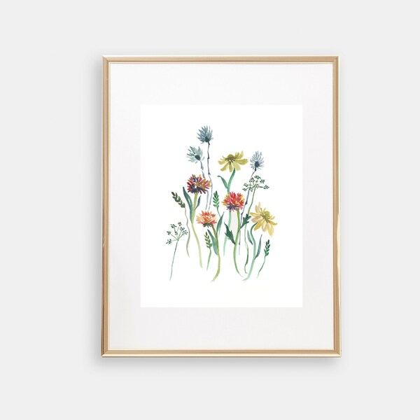 Watercolor Wildflowers, Watercolor Print, Watercolor Floral