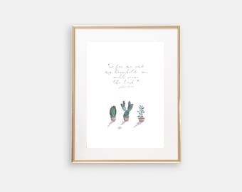 Mini Cactus Watercolor Art Print Bible Verse