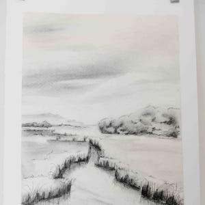 Back Bay Pencil Drawing Landscape Print