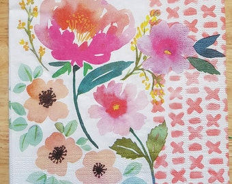 pink design-128 Pastel style 4 Single paper decoupage napkins flowers