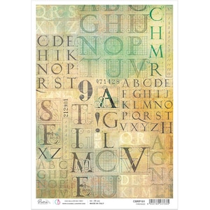 Rice Paper For Decoupage, Single A4 Sheet, Typefaces, Decoupage, Crafts, Journaling, Collage, Scrapbooking, #CBRP181