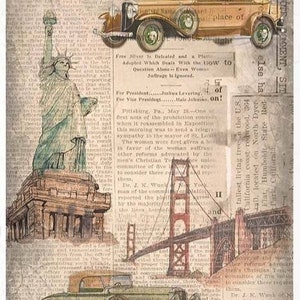Rice Paper For Decoupage, A4 Sheet Of Rice Paper, American Landmarks, Decoupage, Crafts, Collage, Scrapbooking, Journaling, #R1135