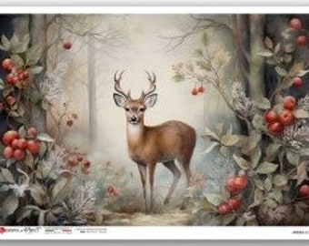 Rice Paper For Decoupage, A4 Sheet Of Rice Paper, Christmas Deer, Decoupage, Scrapbooking, Journaling, Collage, Crafts, #PD0214