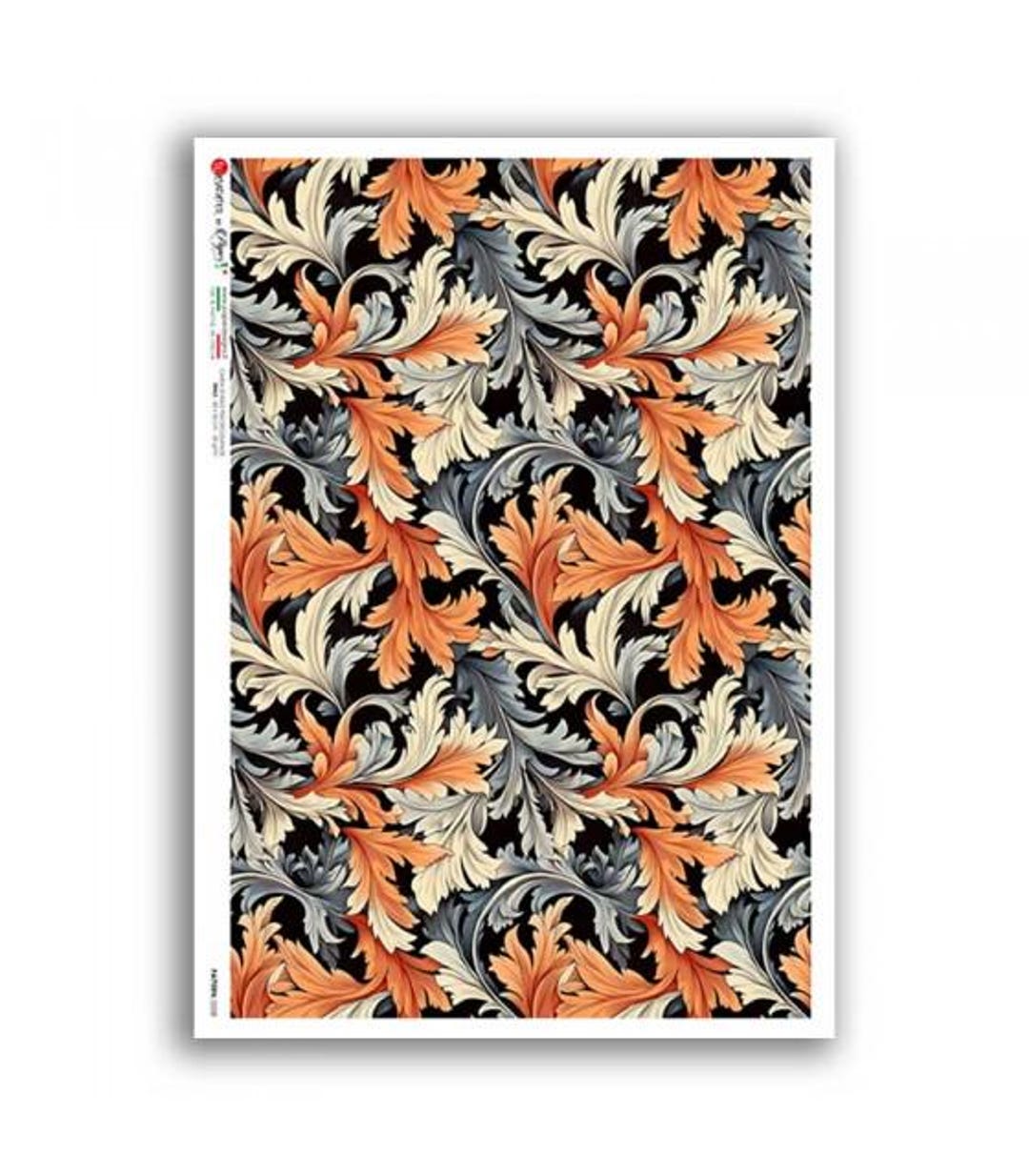 Rice Paper for Decoupage, Single A4 Sheet of Rice Paper, Orange Grey ...