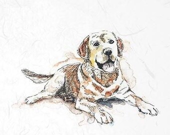 Mini Rice Paper Single Sheet Yellow Labrador Dog Decoupage Crafts Collage Scrapbooking Journaling #RPM024