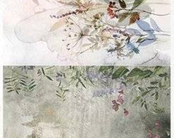 Rice Paper For Decoupage, Single A3 Sheet, Two Floral Images, Decoupage, Crafts, Journaling, Collage, Scrapbooking, #R0677L