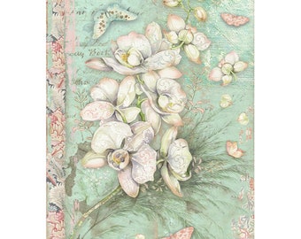 Rice Paper For Decoupage, Stamperia Rice Paper, Orchids & Cats White Orchid, Decoupage, Crafts, Journaling, Collage, Scrapbooking, #DFSA4848