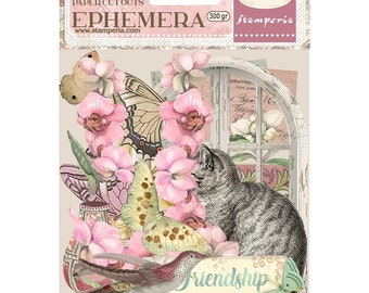 Stamperia Ephemera, Orchids And Cats, Stamperia Adhesive Paper Cut-Outs, Journalling, Crafts, Scrapbooking #DFLCT41