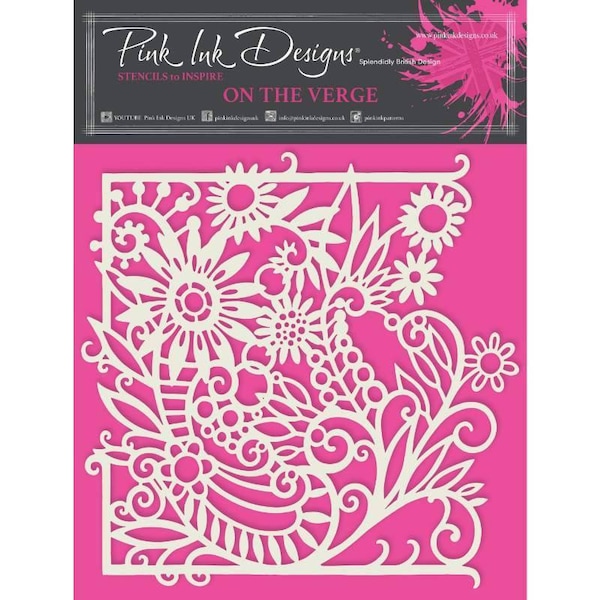 Stencil For Crafts, On The Verge By Pink Ink Designs, 7in x 7in Craft Stencil, Floral Stencil