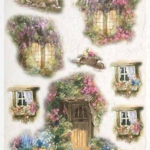 Rice Paper For Decoupage, A4 Sheet Of Rice Paper, Floral Doors And Windows, Decoupage, Crafts, Collage, Scrapbooking, Journaling, #R0460
