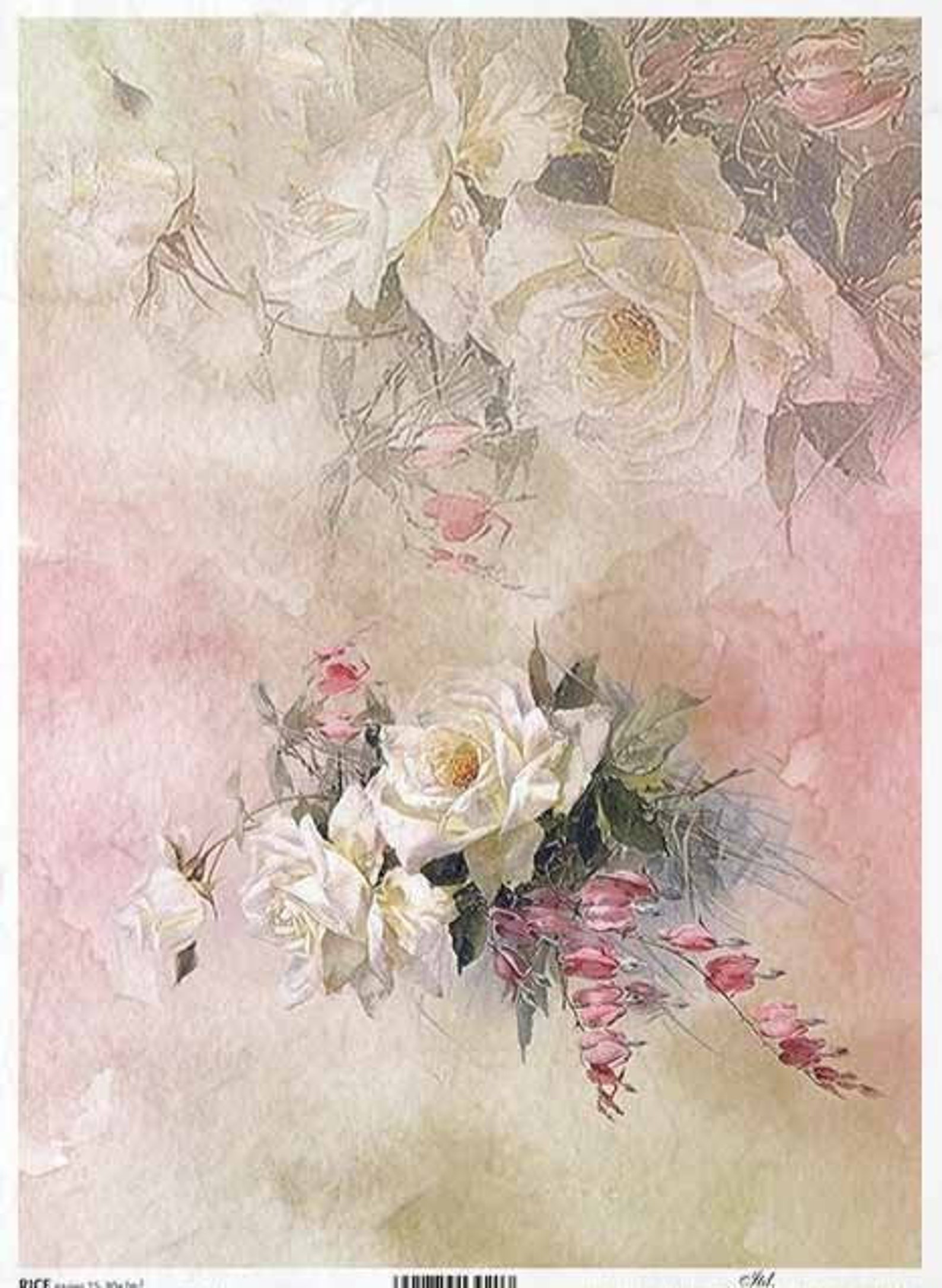 Rice Paper For Decoupage A4 Sheet Shabby Chic Pink Roses Etsy