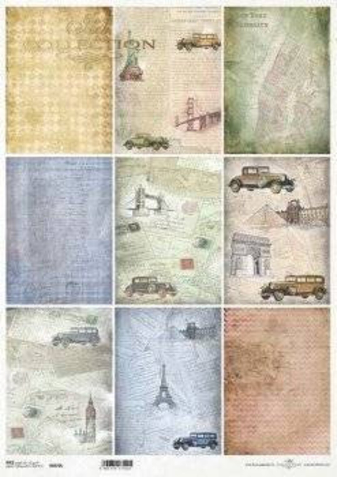 Rice Paper for Decoupage, Single A3 Sheet, Vintage Cars & Cities ...