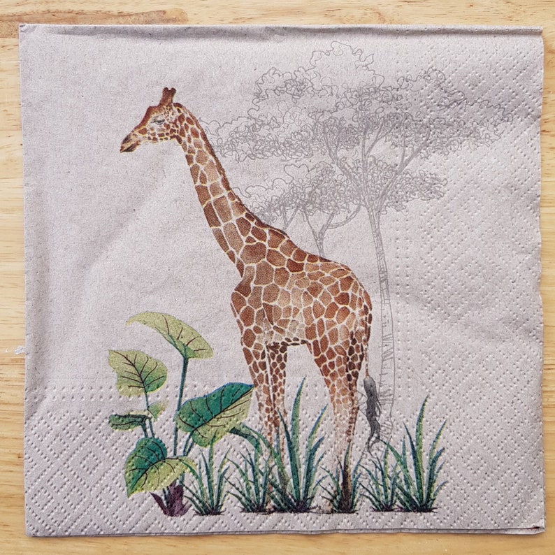 Paper Napkins For Decoupage Set Of 4 Lunch Size Giraffe On Etsy