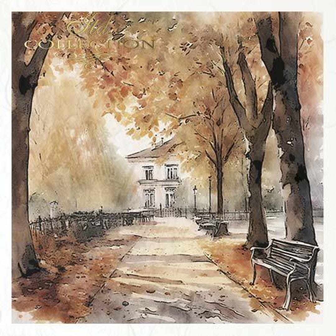 Mini Rice Paper, Single Sheet of Rice Paper, Autumnal Park Benches ...
