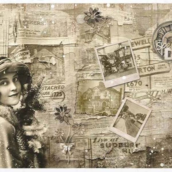 A4 Sheet Of Rice Paper Single Sheet Vintage Photos Sepia Decoupage Crafts Collage Scrapbooking Journaling #R1323
