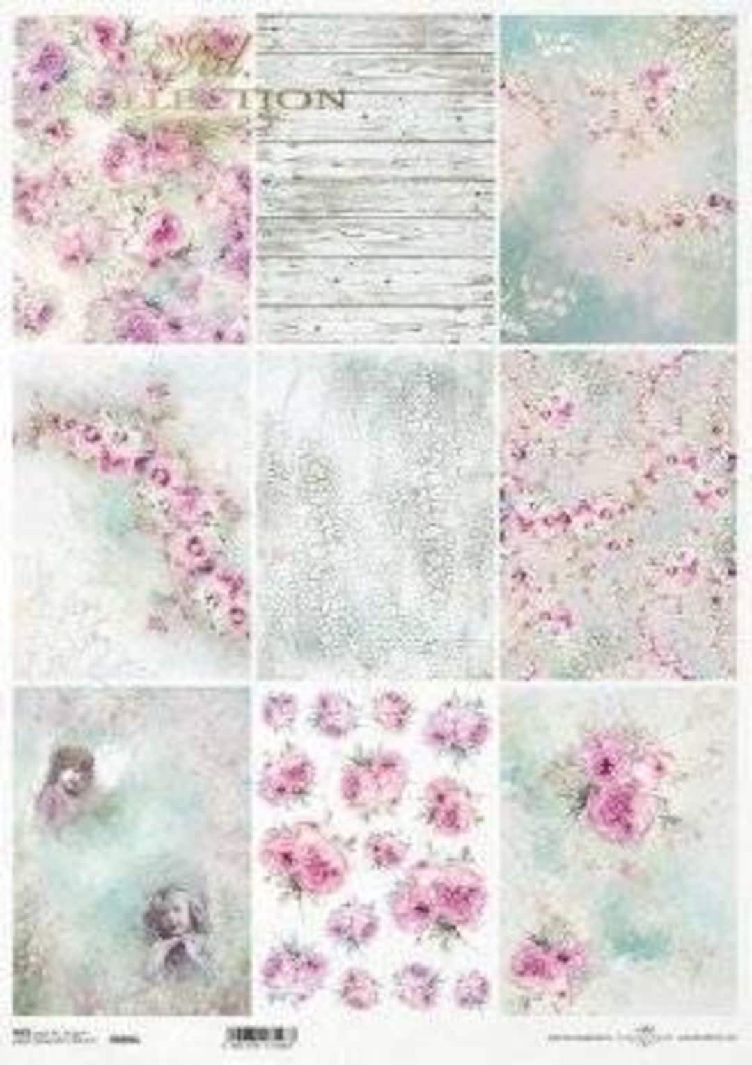 Pink Rice Paper Rice Paper for Decoupage, Single A3 Sheet, Pink Shabby Chic, Decoupage ...