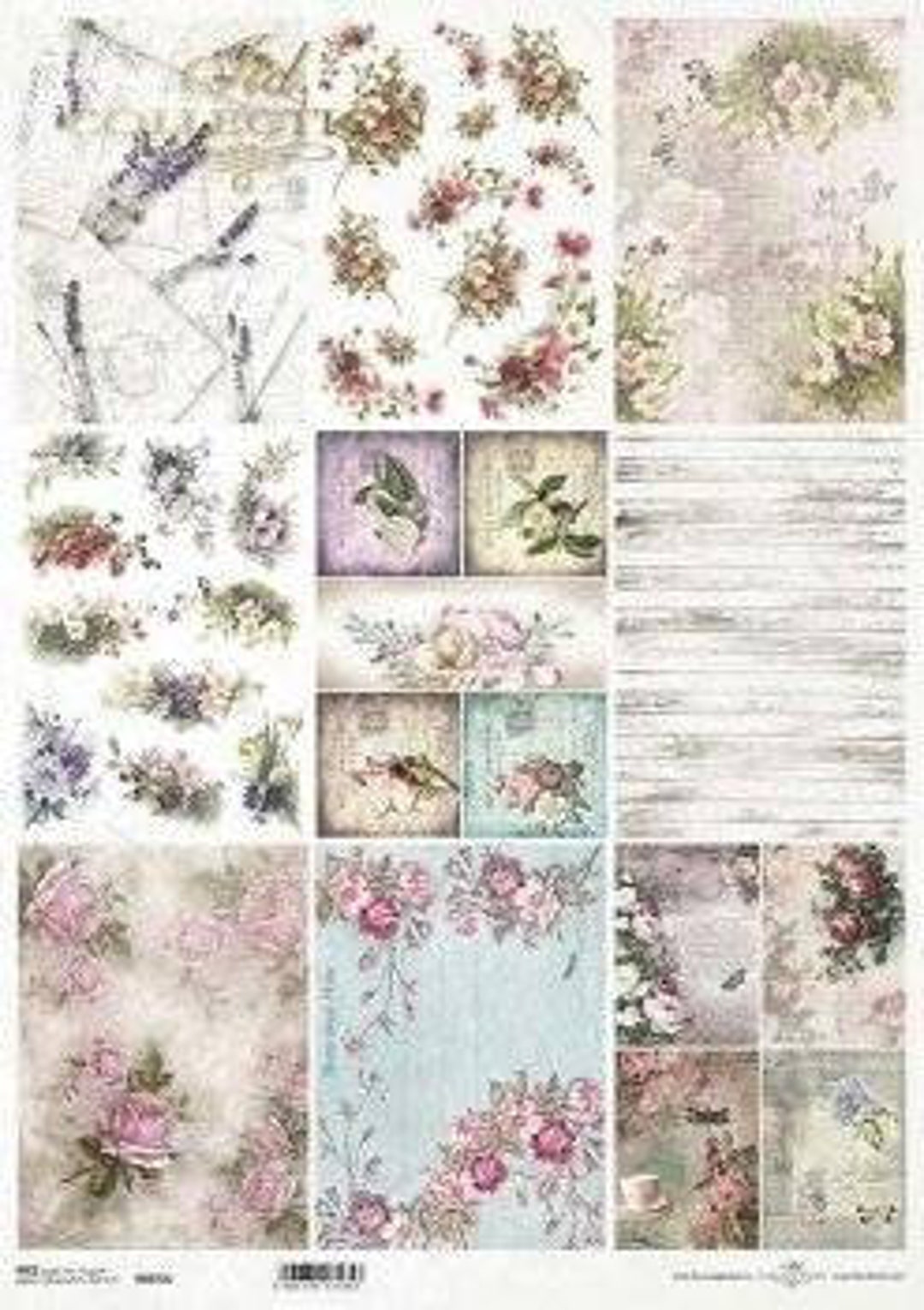 Rice Paper for Decoupage, Single A3 Sheet, Shabby Chic Florals ...