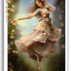 Rice Paper For Decoupage, A5 Sheet Of Rice Paper, Shabby Chic Ballerina, Decoupage, Crafts, Journaling, Collage, Scrapbooking, #PD0165