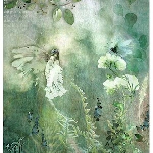 Rice Paper For Decoupage, A4 Sheet Rice Paper, Green Foliage, Fairy, Insect, Decoupage Crafts Collage Scrapbooking Journaling #R1735