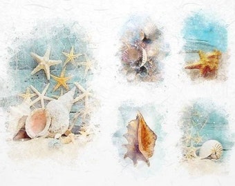 Rice Paper For Decoupage A4 Sheet Shells Starfish Decoupage Crafts Collage Scrapbooking Journaling #R1611