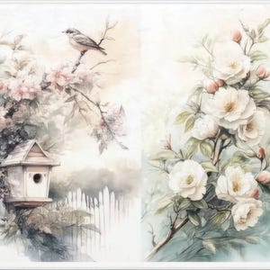 Rice Paper For Decoupage, Single A4 Sheet, 2 Individual, Floral Images, Decoupage, Collage, Scrapbooking, Journaling, #R2586