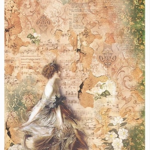 Rice Paper For Decoupage, Single A4 Sheet, Late Traviata By Ciao Bella, Decoupage, Crafts, Journaling, Scrapbooking, Collage, #CBRP026