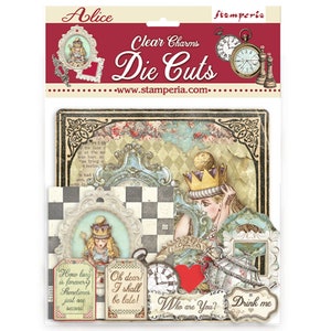 Alice In Wonderland Ephemera, Clear Charms Die Cuts, Stamperia Clear Charms, Craft Die Cuts,  Stamperia Ephemera Pack #DFLDCP18